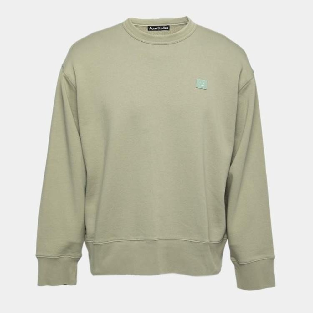 Acne Studios Eucalyptus Green Oversized Face Patch Crewneck Sweatshirt Small